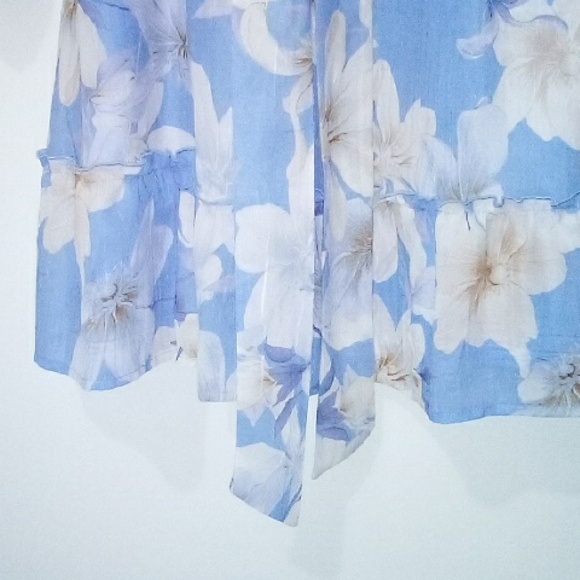 Joie Blue Ruffled V-neck Floral Tie Waist Midi Dress - Picture 7 of 8